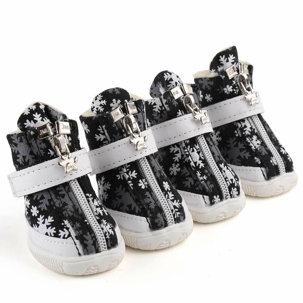 GogiPet dog shoes black with fur lining
