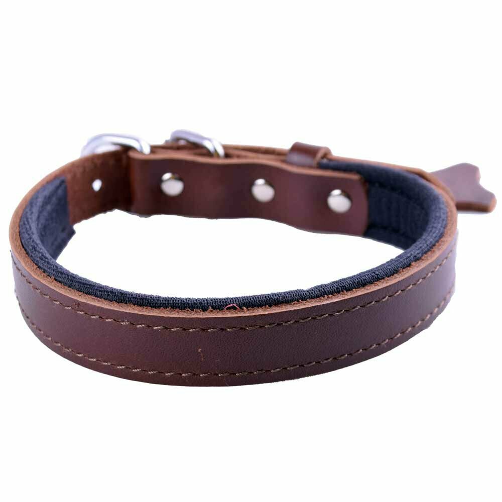 GogiPet® comfort leather dog collar brown with 45 cm