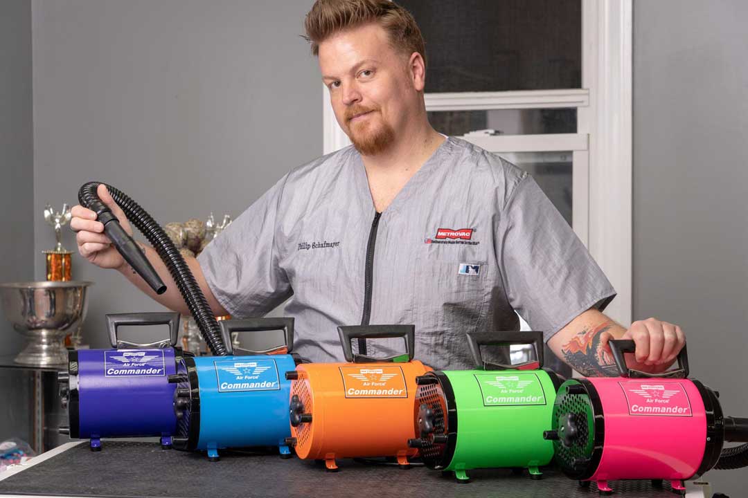 Colourful, powerful dog dryers from Metro