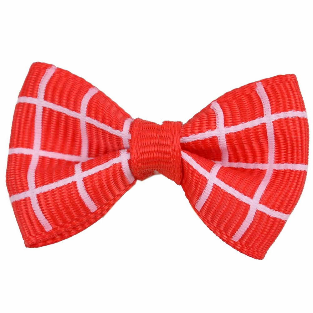 Handmade dog bow red checkered by GogiPet