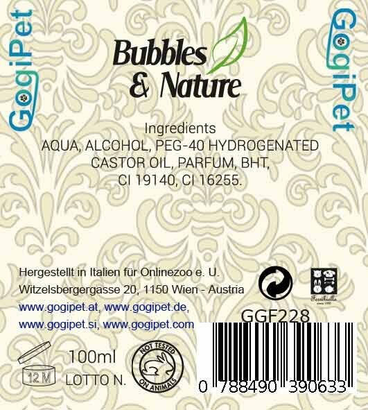 GogiPet dog products without animal testing - Bubbles & Nature