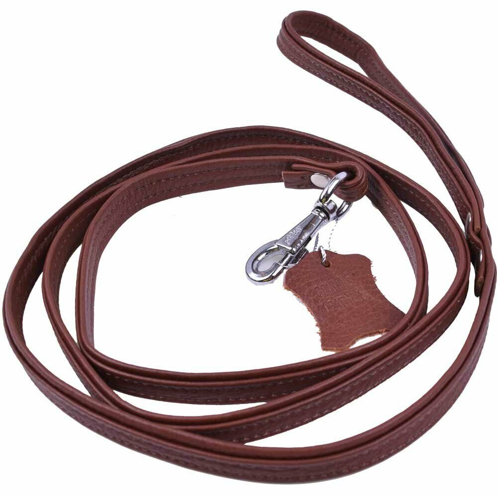 Handmade, brown floater leather dog leash