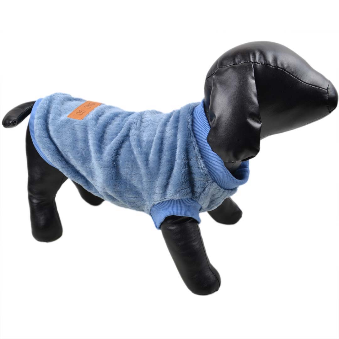 Cosy Brushed Fleece Dog Sweater blue for the cold days