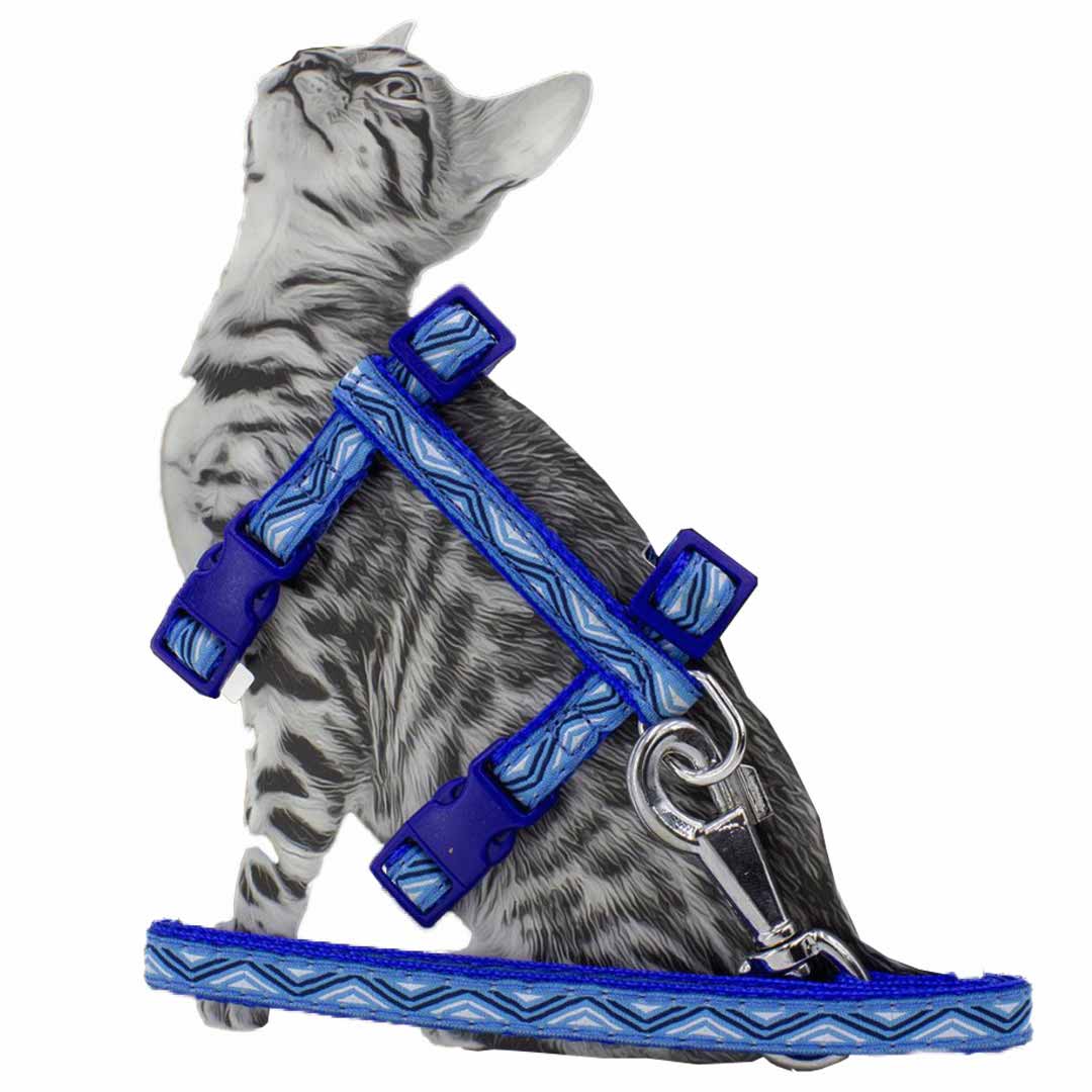 Blue GogiPet cat harness with leash