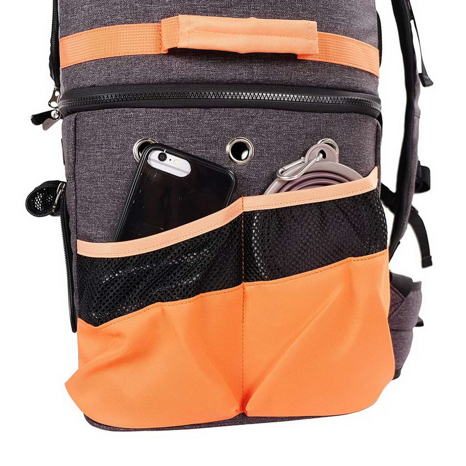 Dog backpack with practical side pockets for small items