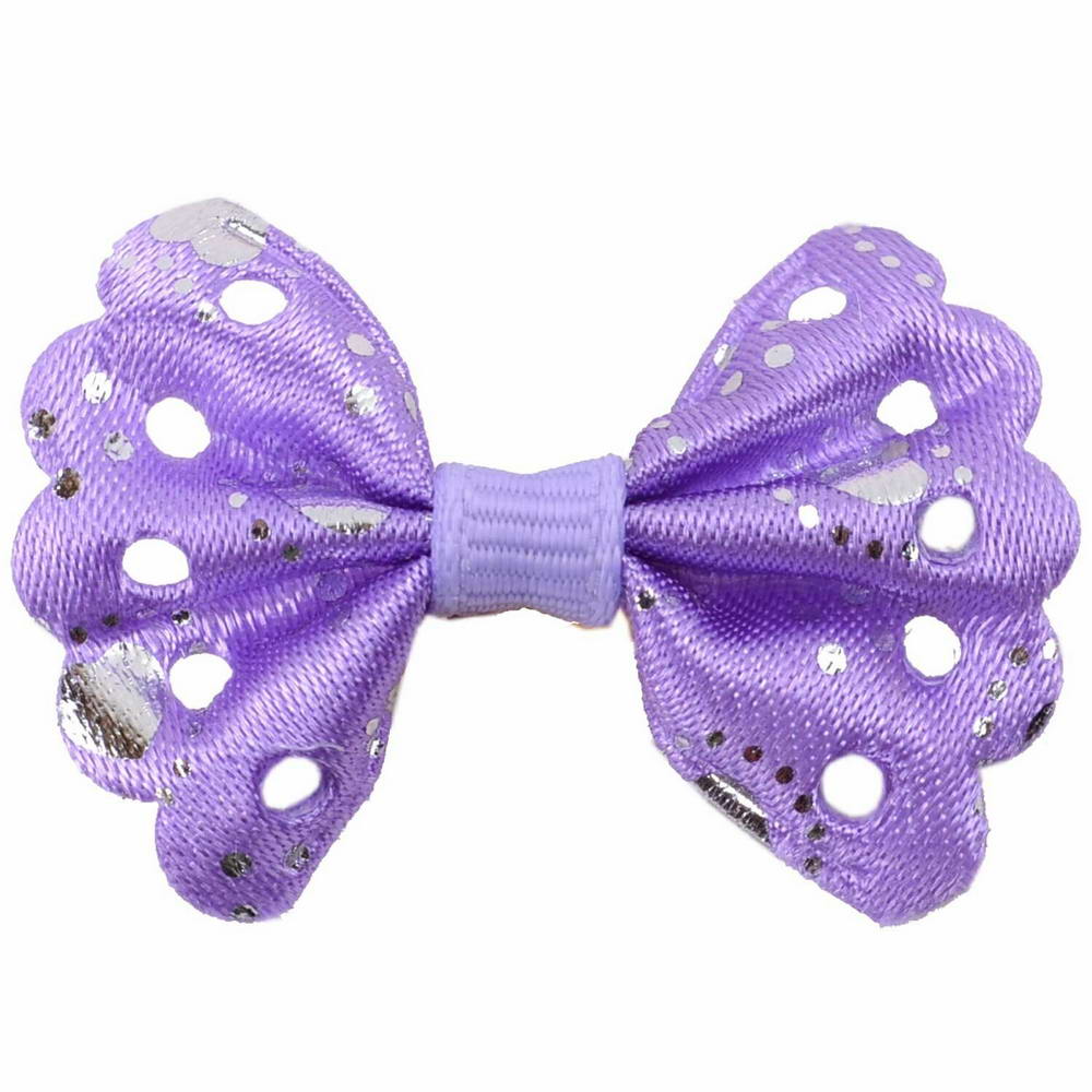 Handmade pet bow purple with silver dots by GogiPet