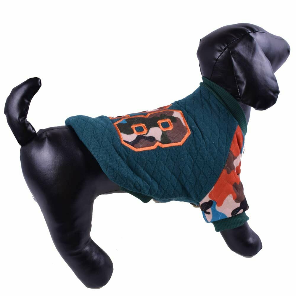 Warm green quilted jacket for dogs