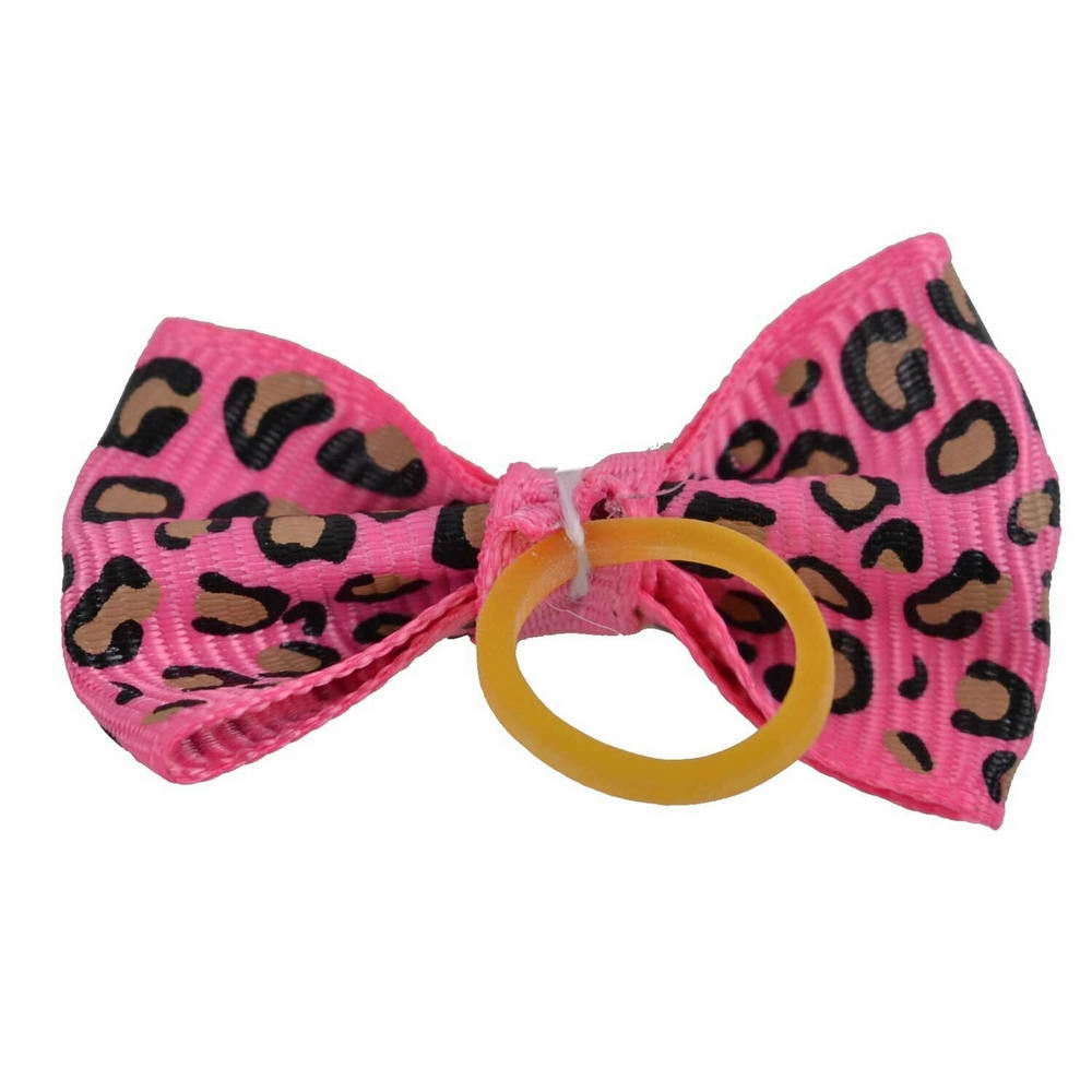 Dog bow with hairband Leo pink by GogiPet