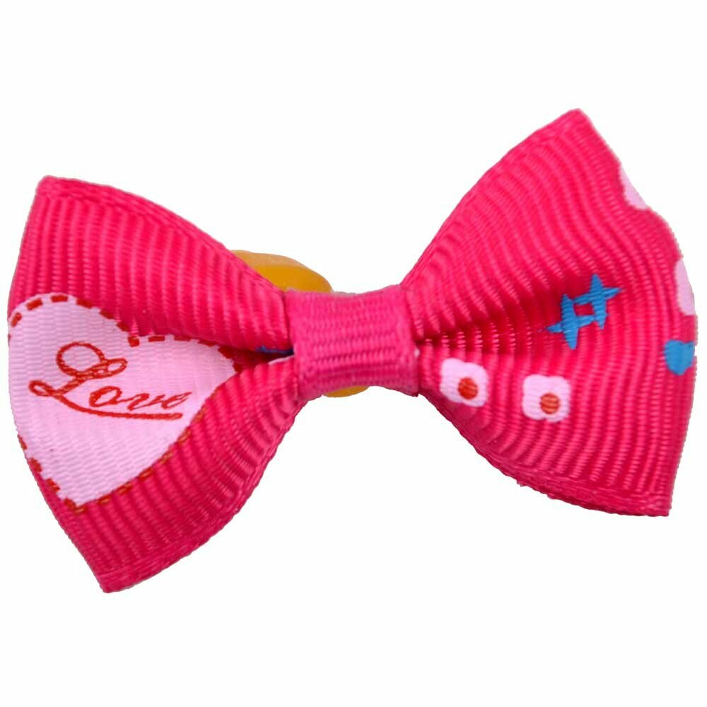 Dog hair bow rubberring "Corazón dark pink" by GogiPet