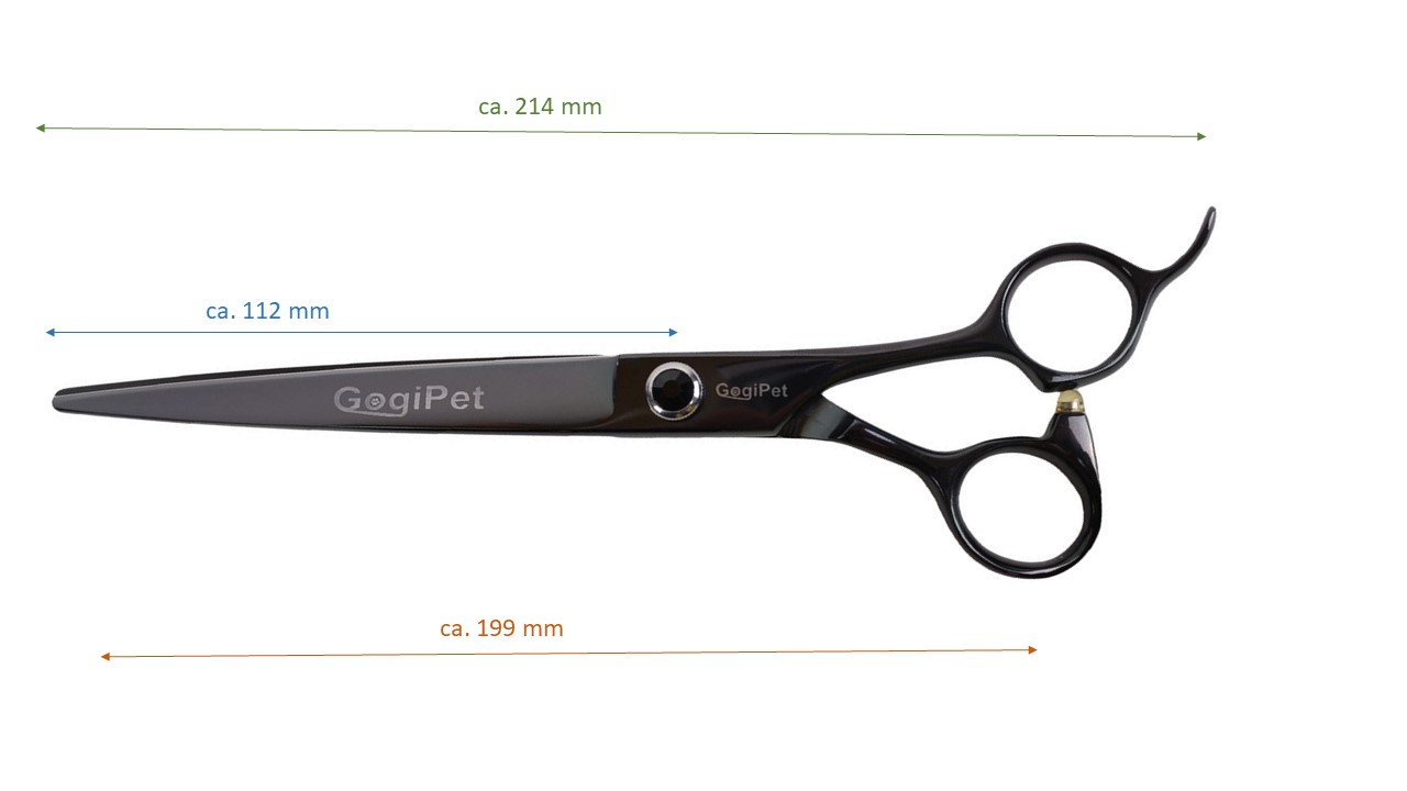 Dog Scissors Dimensions GogiPet KC800T with 20 cm and Titanium Coating