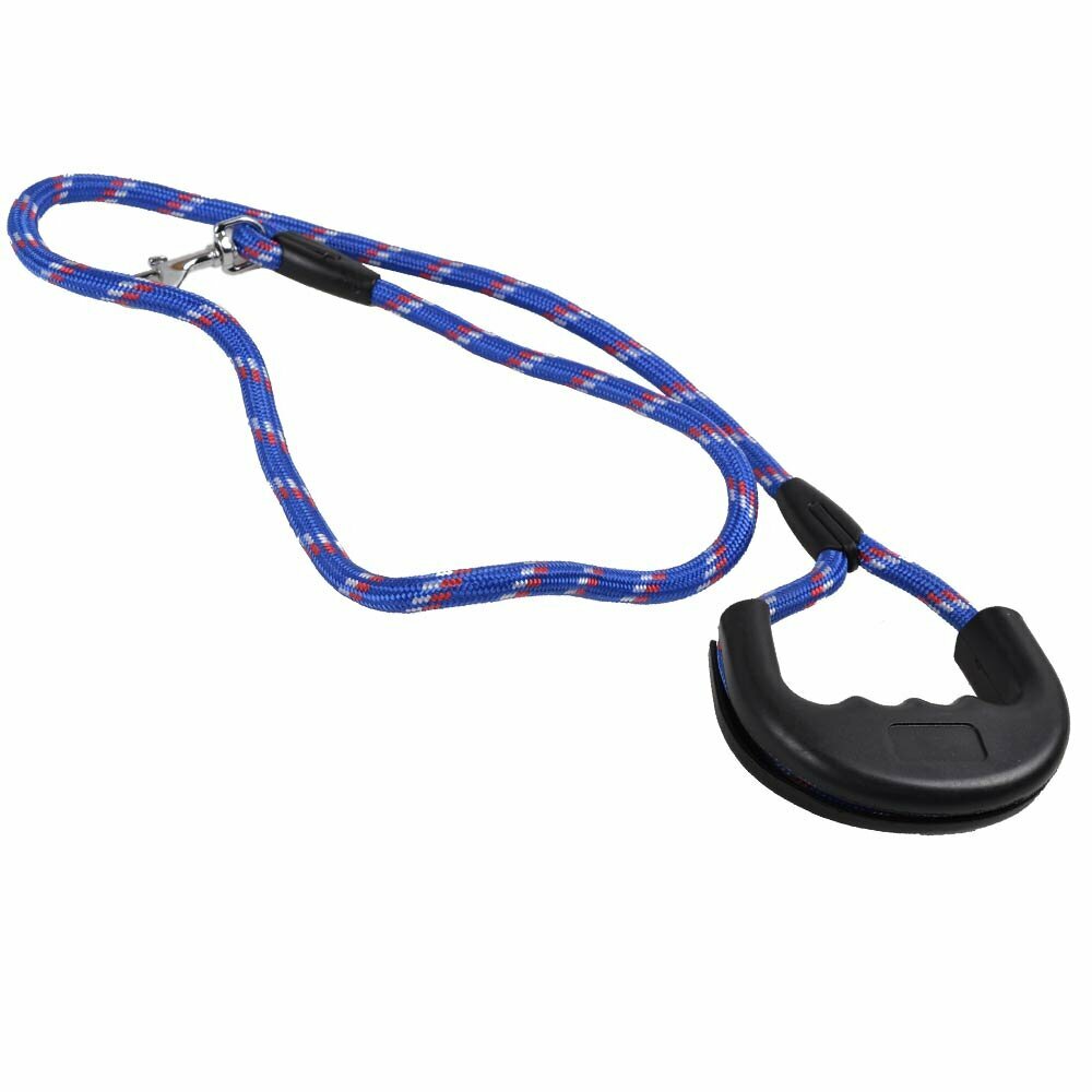 Durable dog leash with rubber grip blue