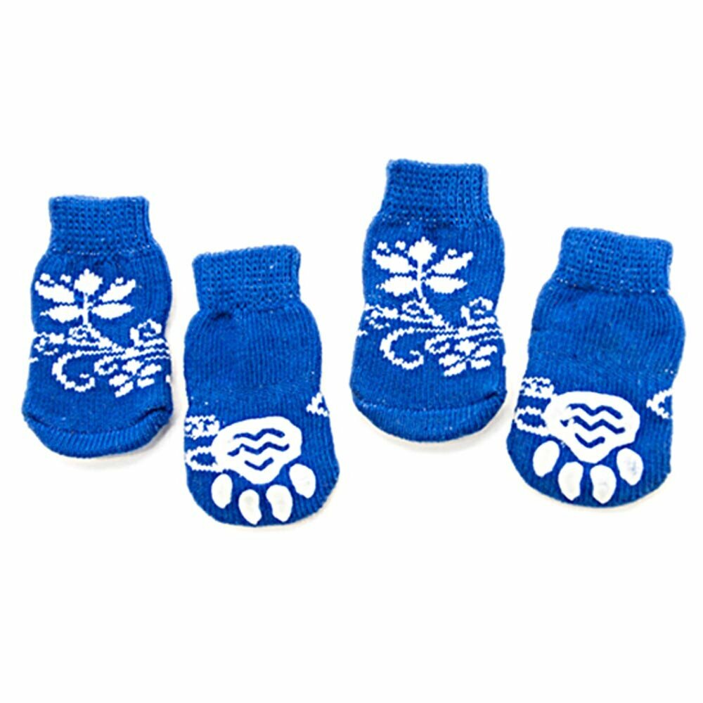 blue dog socks in 4 pack with anti-slip coating