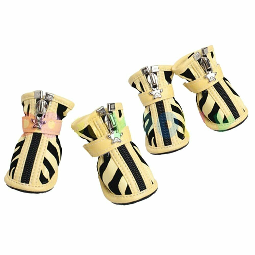 dog shoes striped yellow black