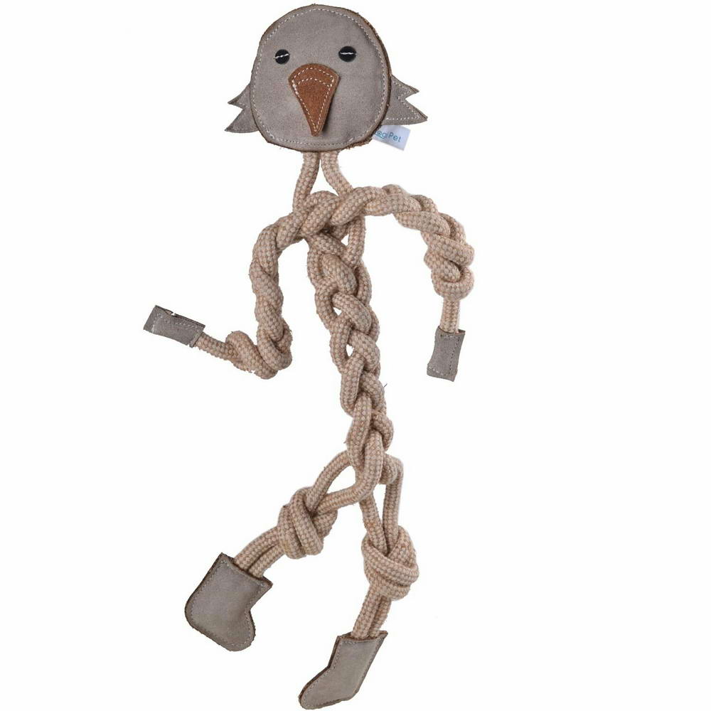 Dog toy of GogiPet ® - grey bird from natural materials