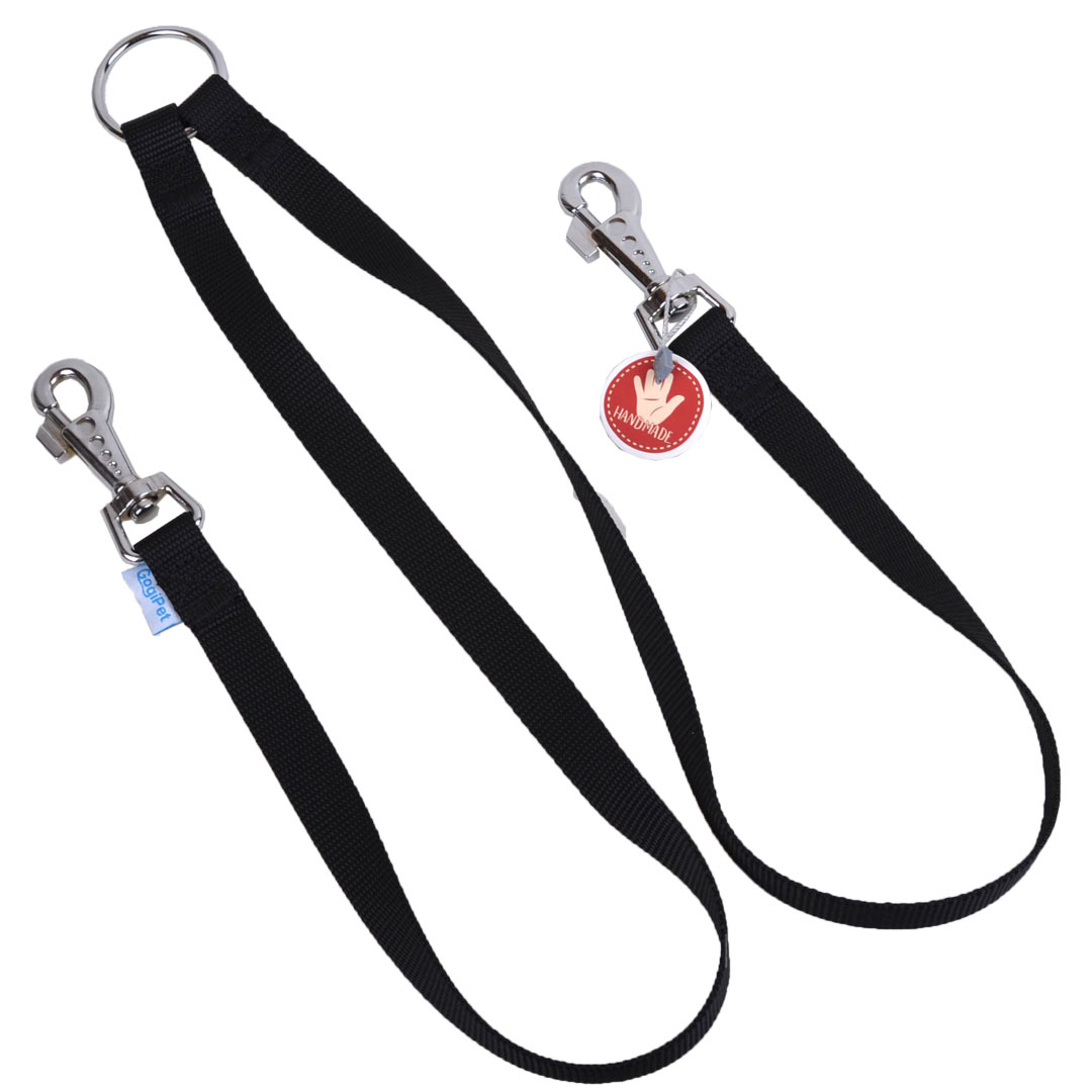 GogiPet® Super Premium double leash black 2 x 60 cm