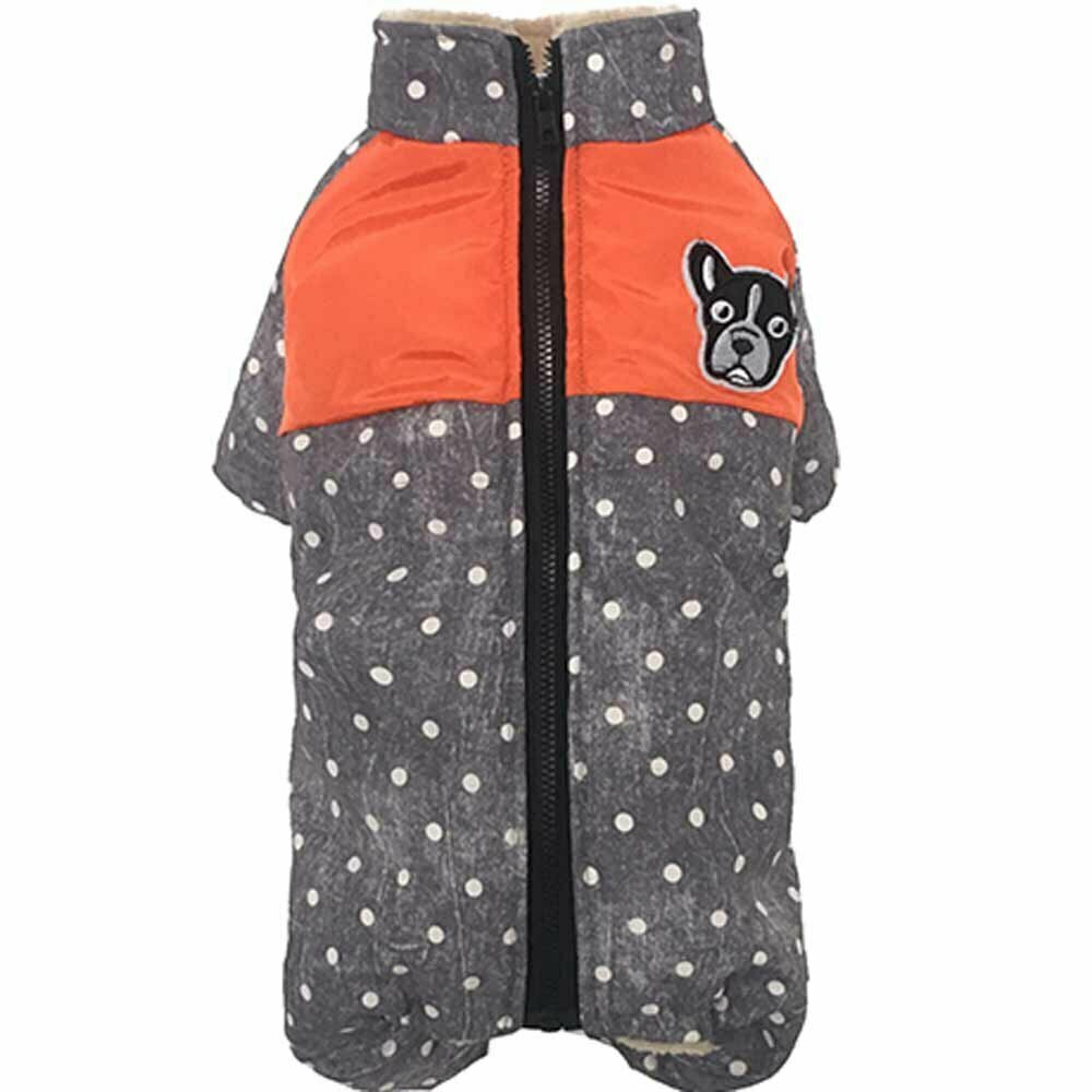 Dog coat with polka dots "Carlota" orange