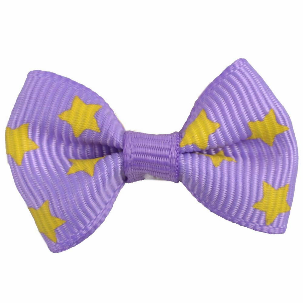 Handmade dog bow Estrella purple with stars by GogiPet