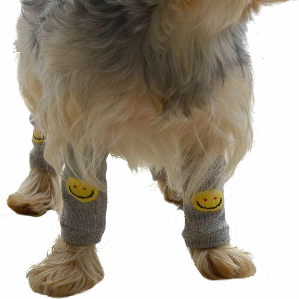 Dog Legwarmer gray with smiley face