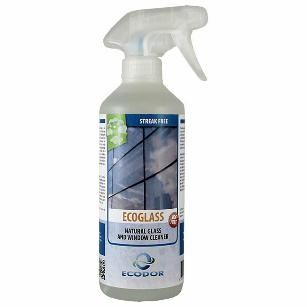 Ecodor EcoGlass Window Cleaner  Convenient 500 ml trigger spray bottle with on/off position.