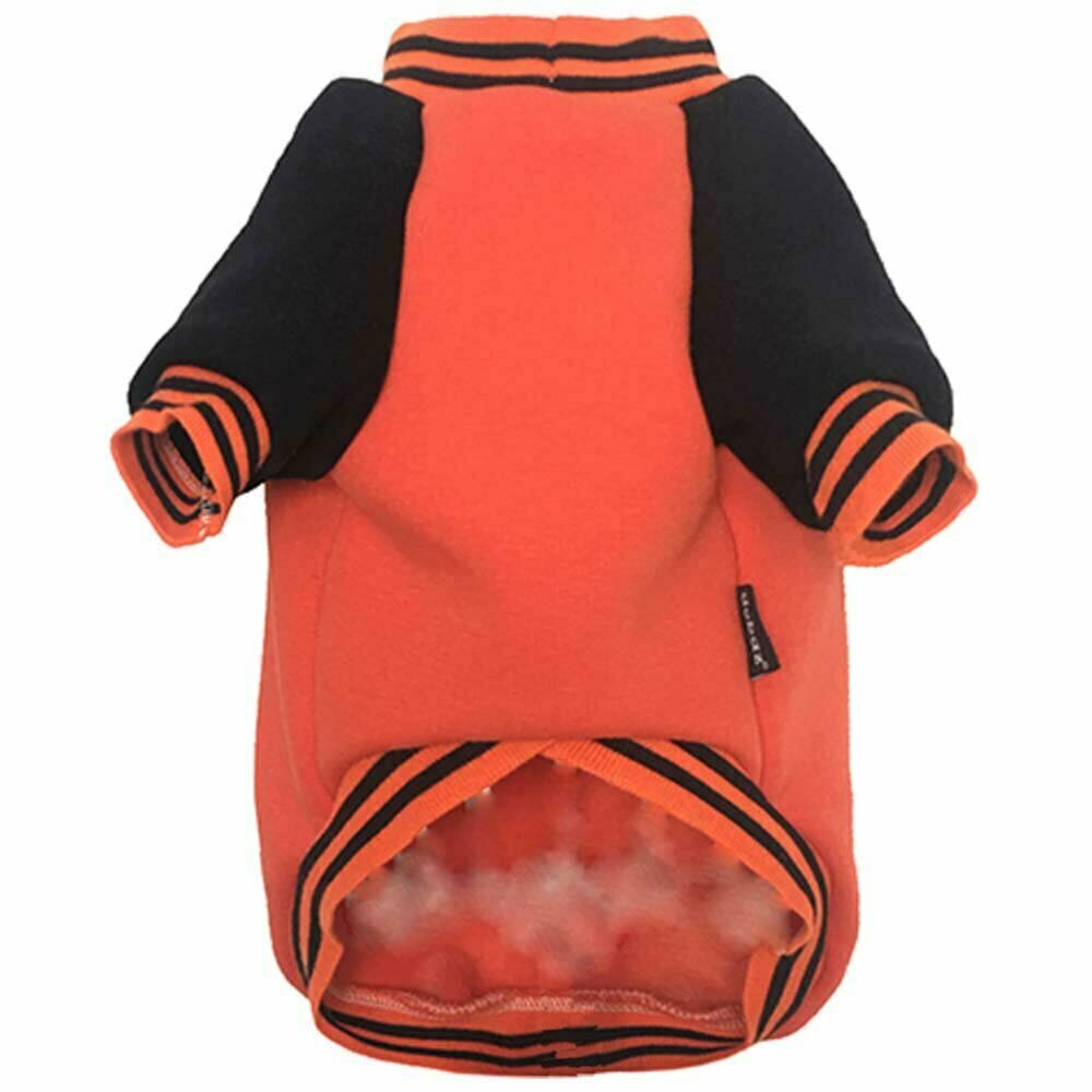 Dog pullover made of orange fleece with tiger head