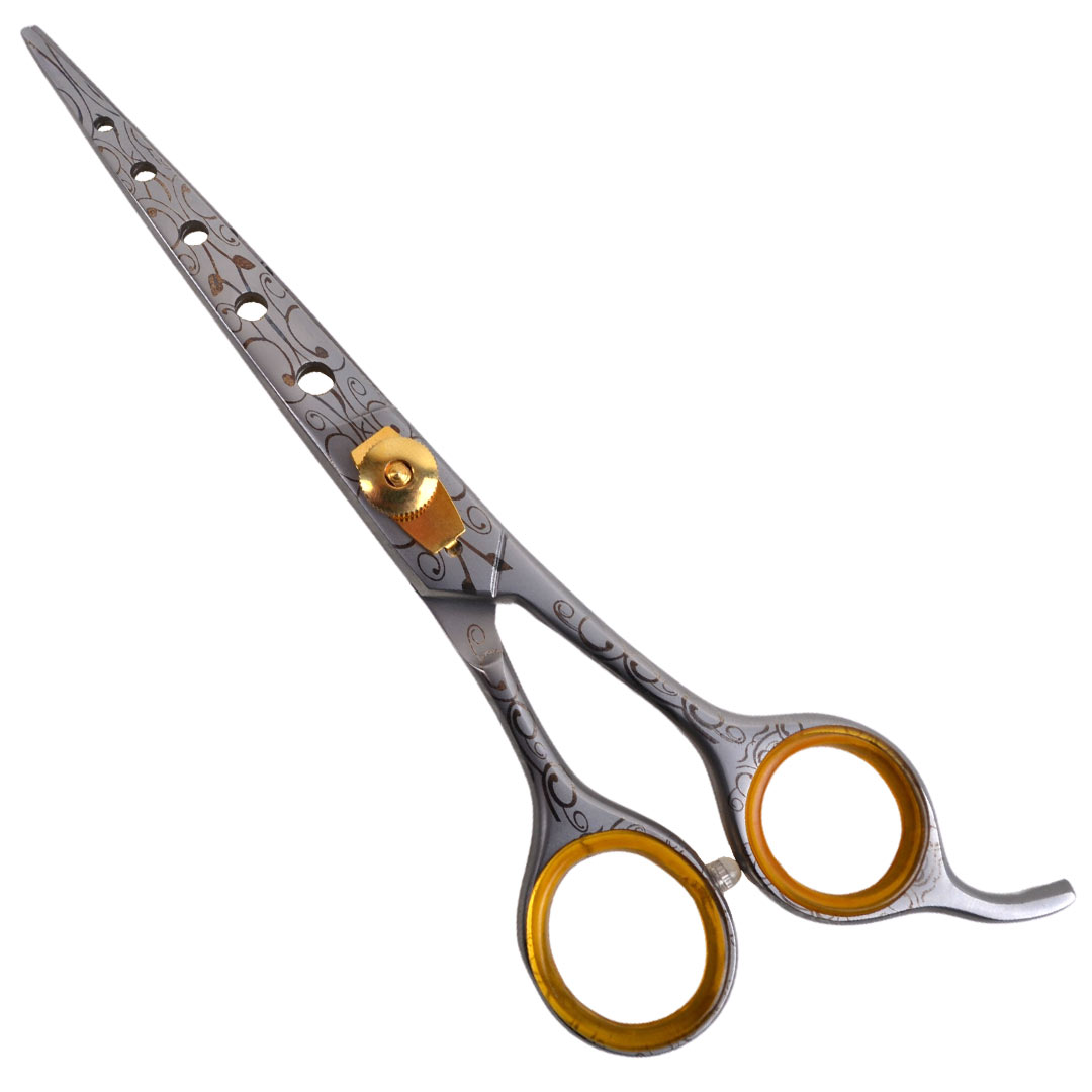 High quality dog scissors from Japan steel with tribals from GogiPet with 19 cm