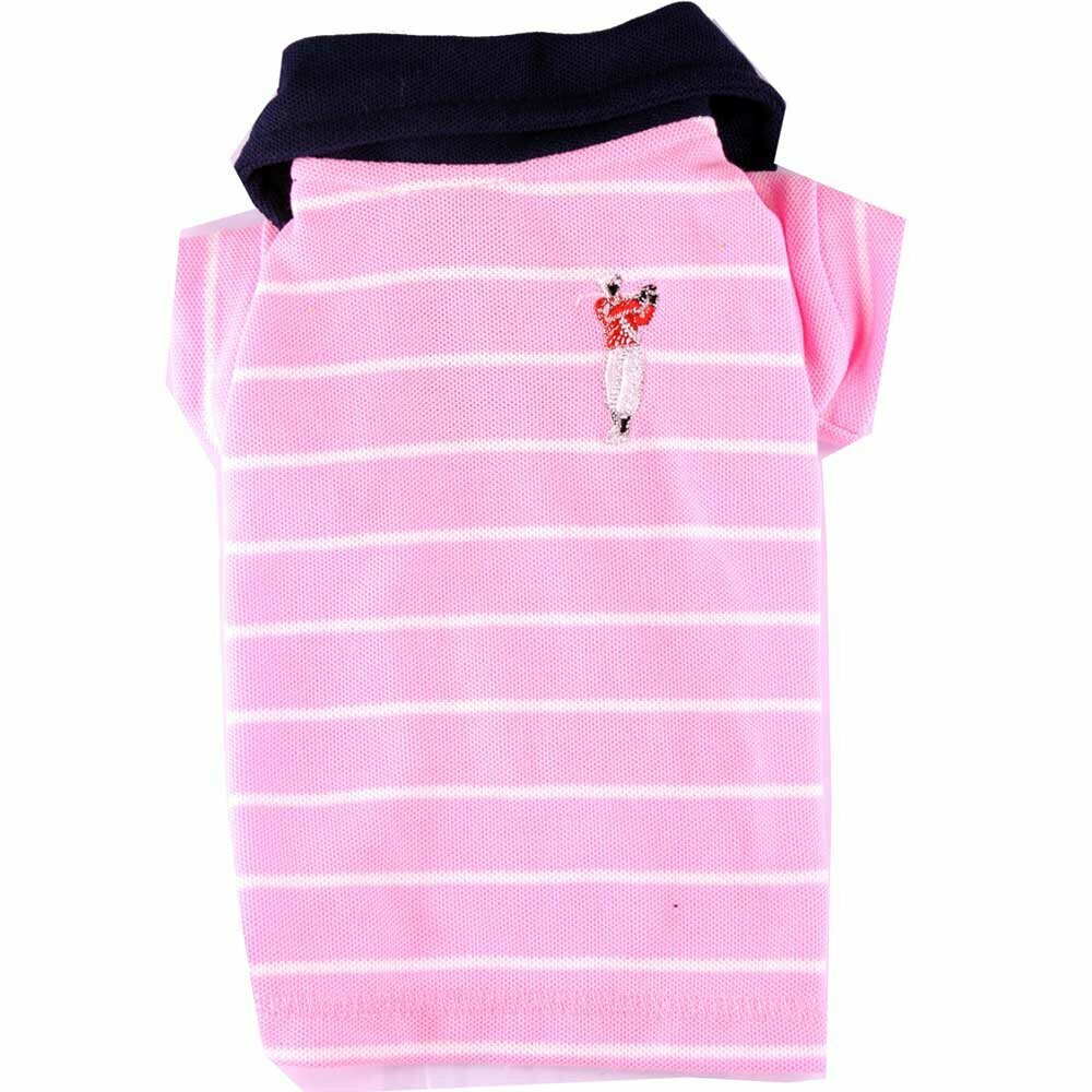 Pink striped polo shirt with golfer for dogs by DoggyDolly - Hundebekleidung www.doggy-dolly.at