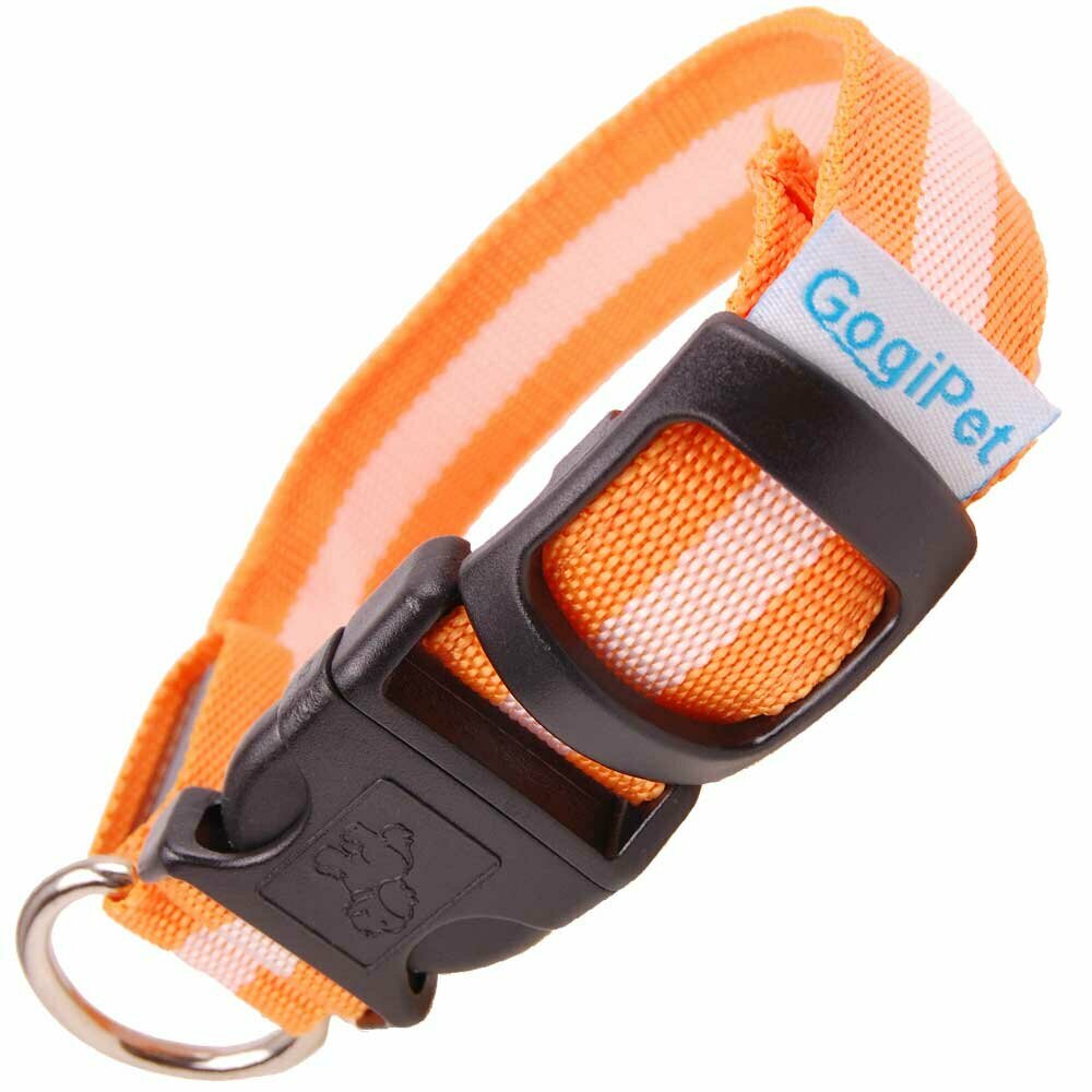 Size adjustable GogiPet ® LED collar orange L