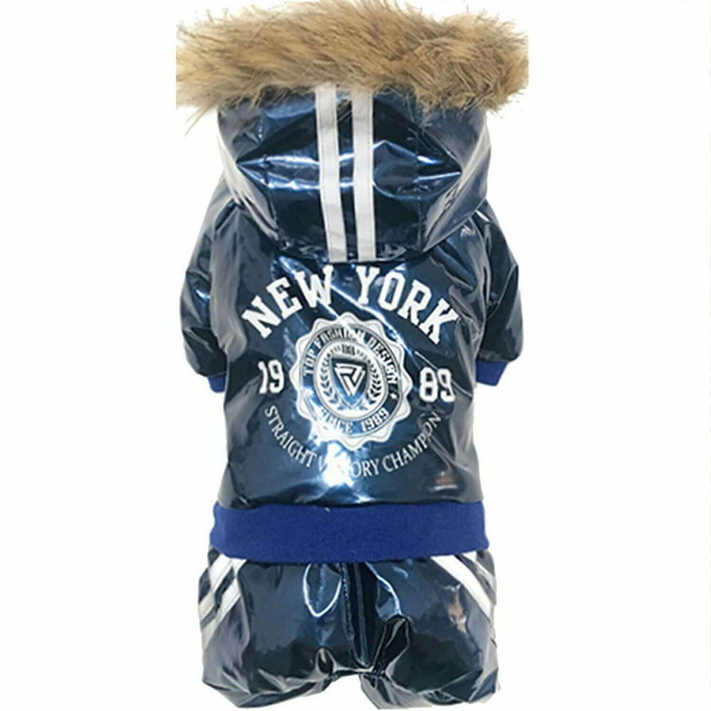 New York dog coat blue - warm dog coat