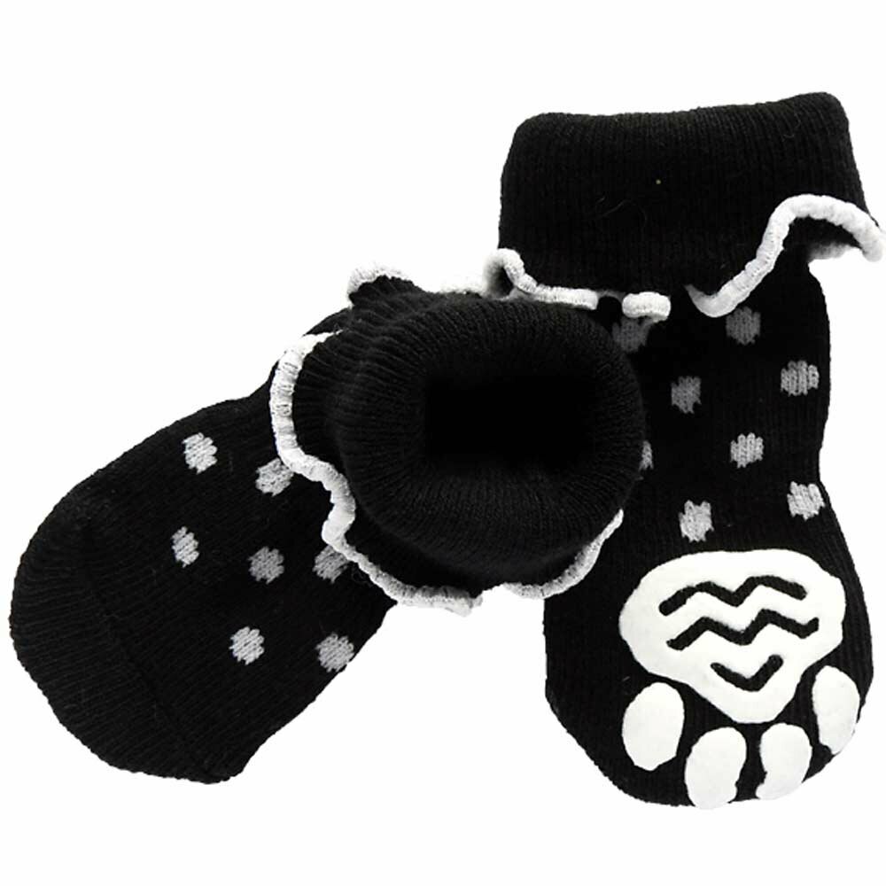 Anti-slip dog wool gaiter - black dog socks