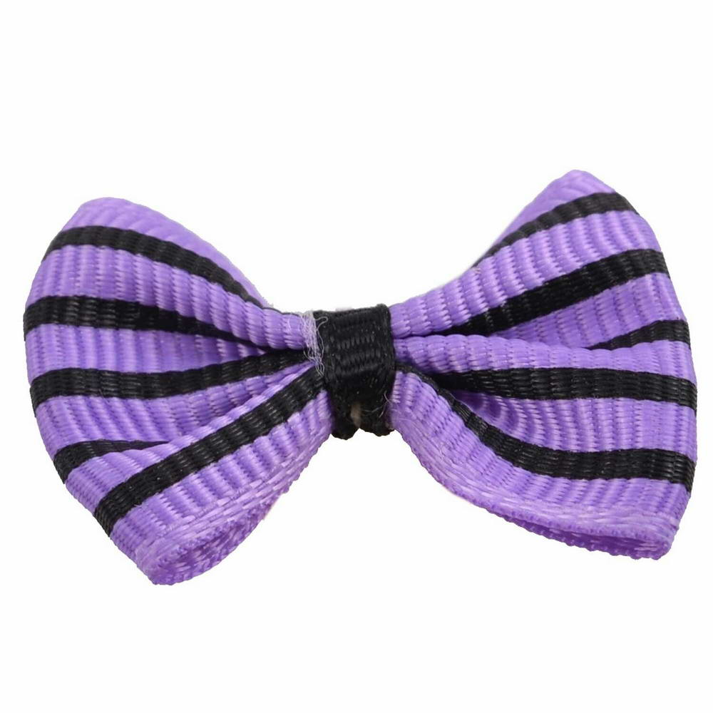 Handmade dog bow purple with black stripes by GogiPet