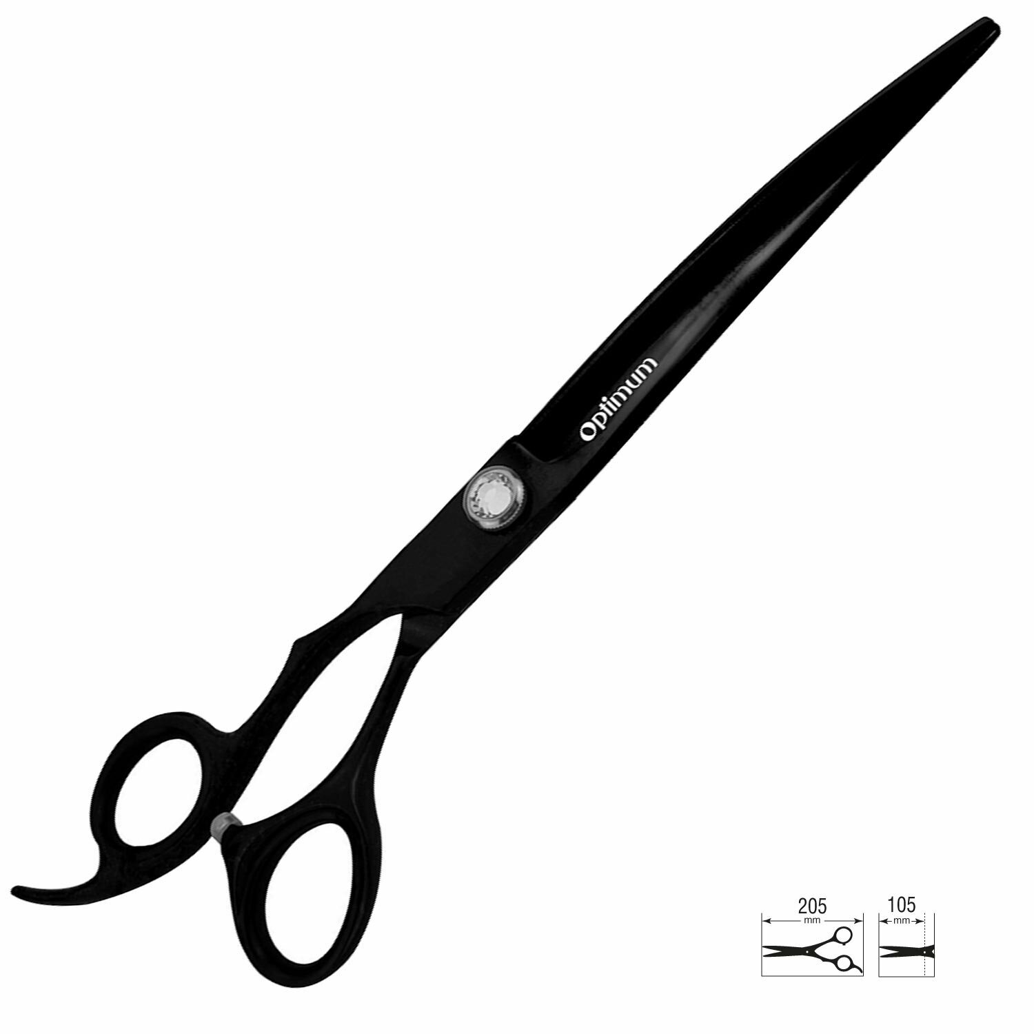 Japanese steel hair scissors for left-handers 21 cm curved