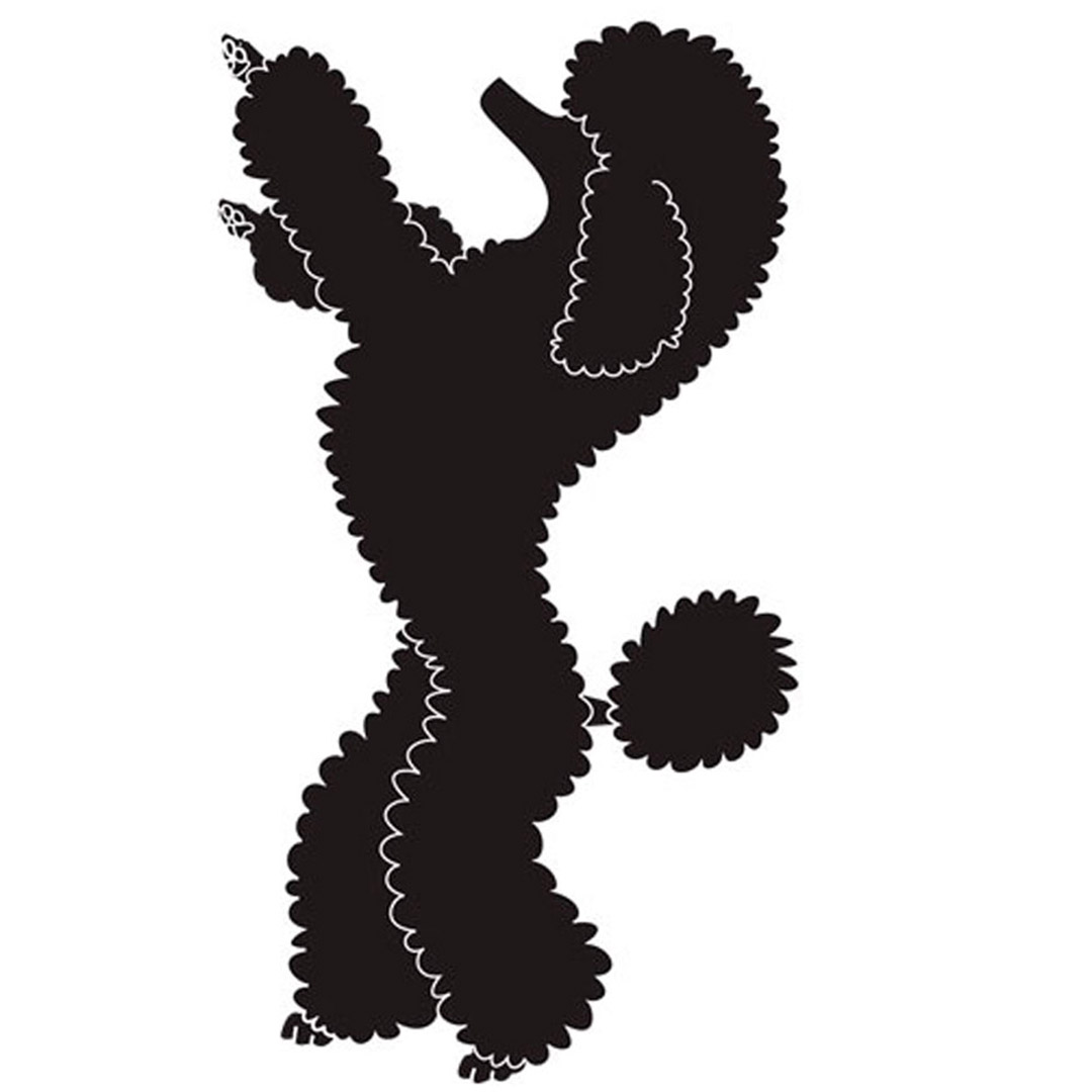 Dog sticker - Poodle standing on hind legs looking left for dog salon entrance door and shop window design