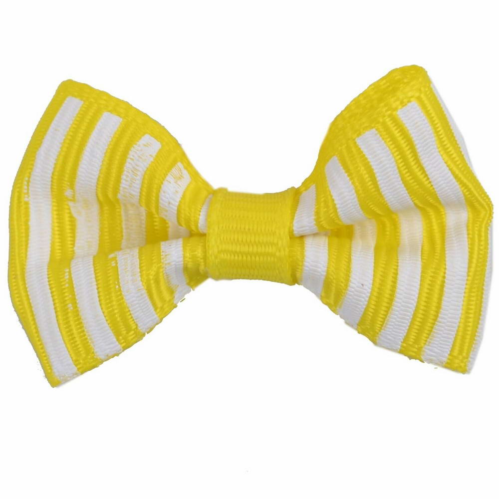 Handmade dog bow Mario yellow and white striped by GogiPet