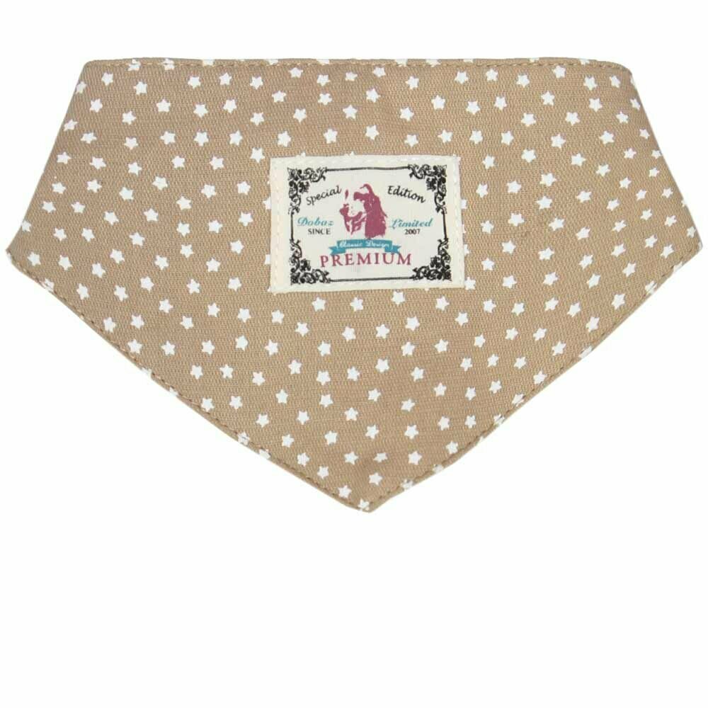 Dog collar or back cloth brown with white stars