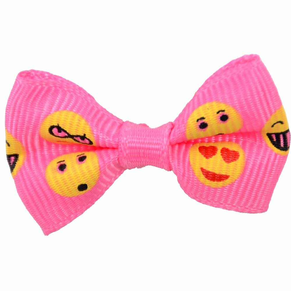 Handmade dog bow Pink Smiley by GogiPet