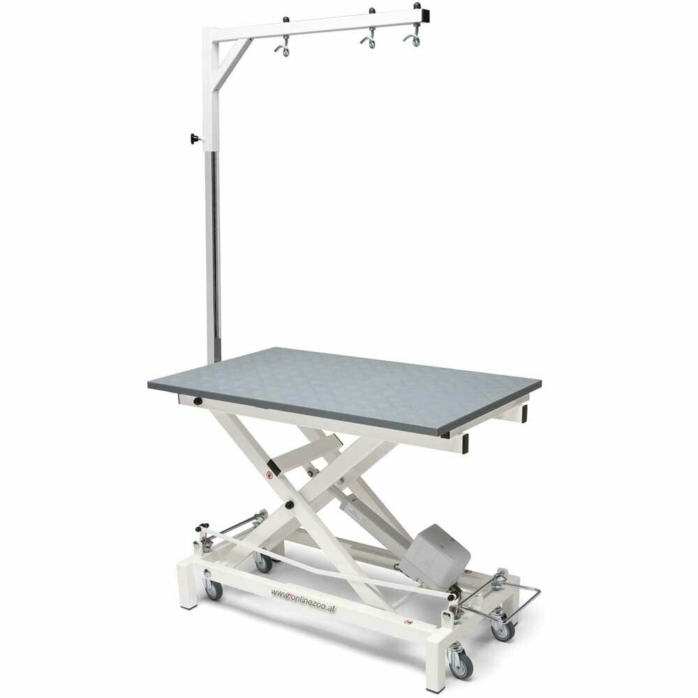 The separately sold gallows fits perfectly with the Stabilo grooming table