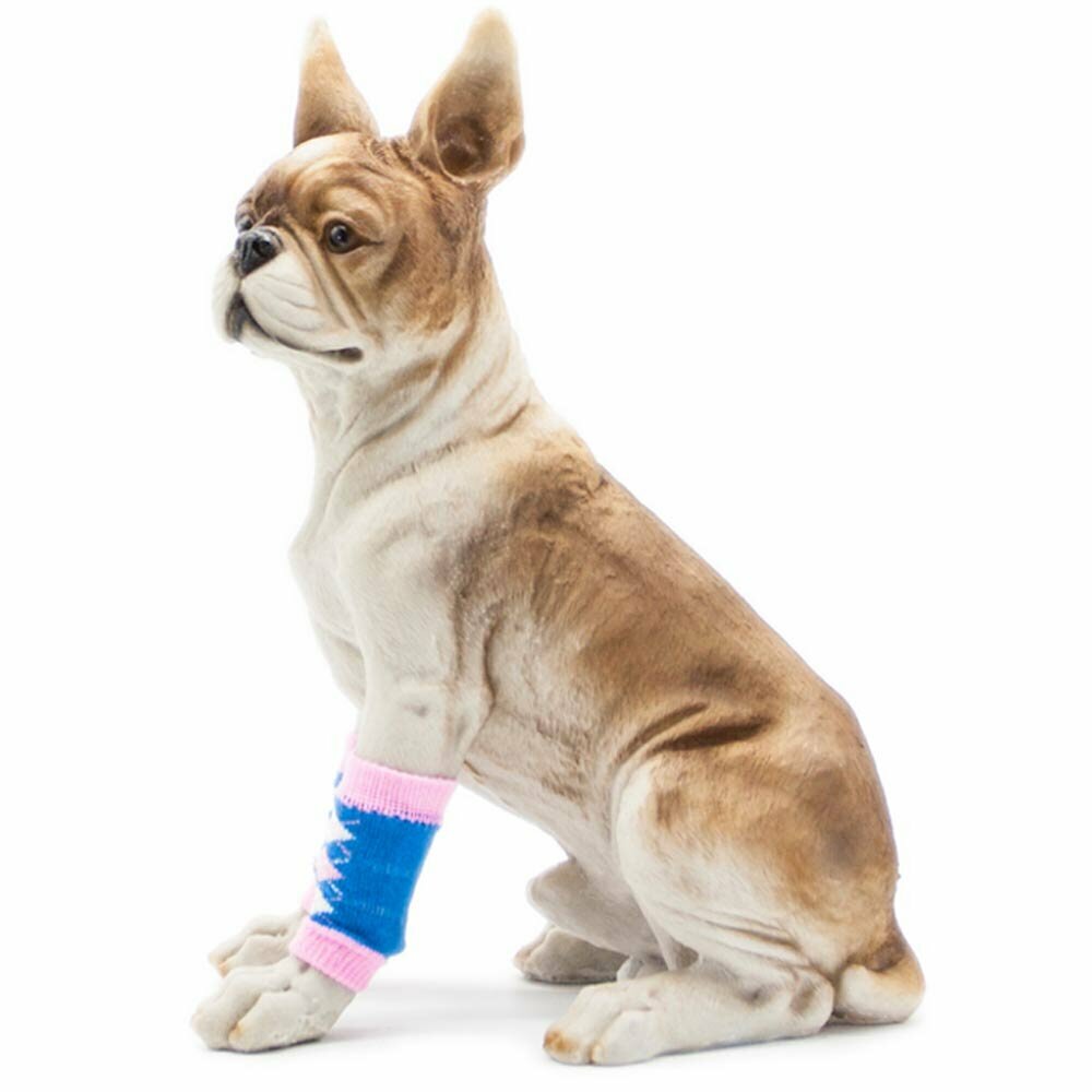 GogiPet leg warmers for dogs blue and pink squares