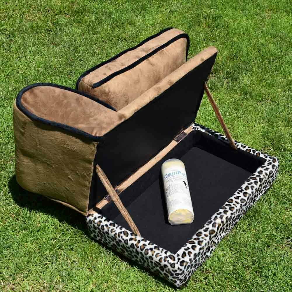 dog sofa with storage space for dog toys and dog accessories