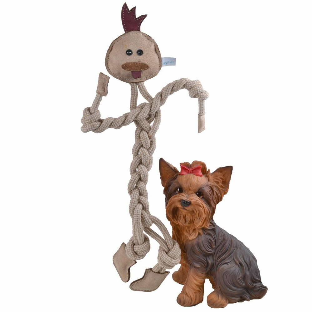 Crazy chicken dog toy made of natural fibers