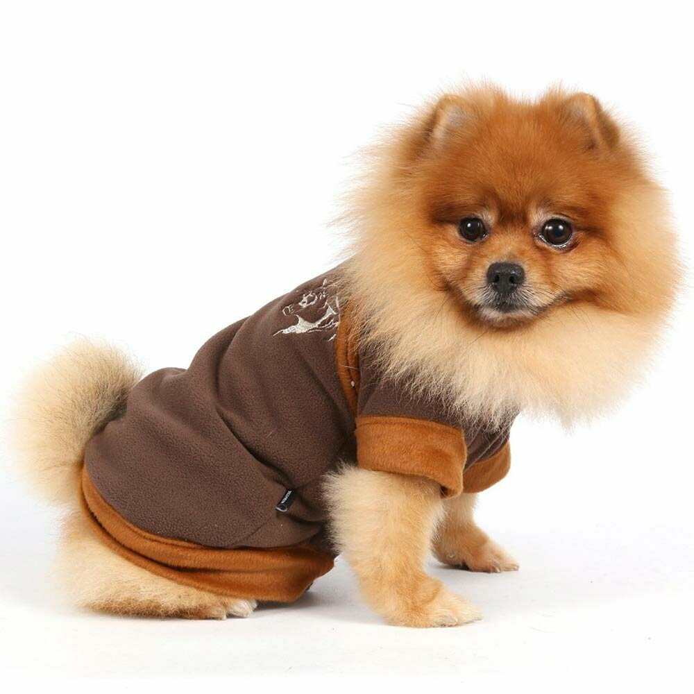 Modern dog clothes by DoggyDolly - warm fleece dog coat brown