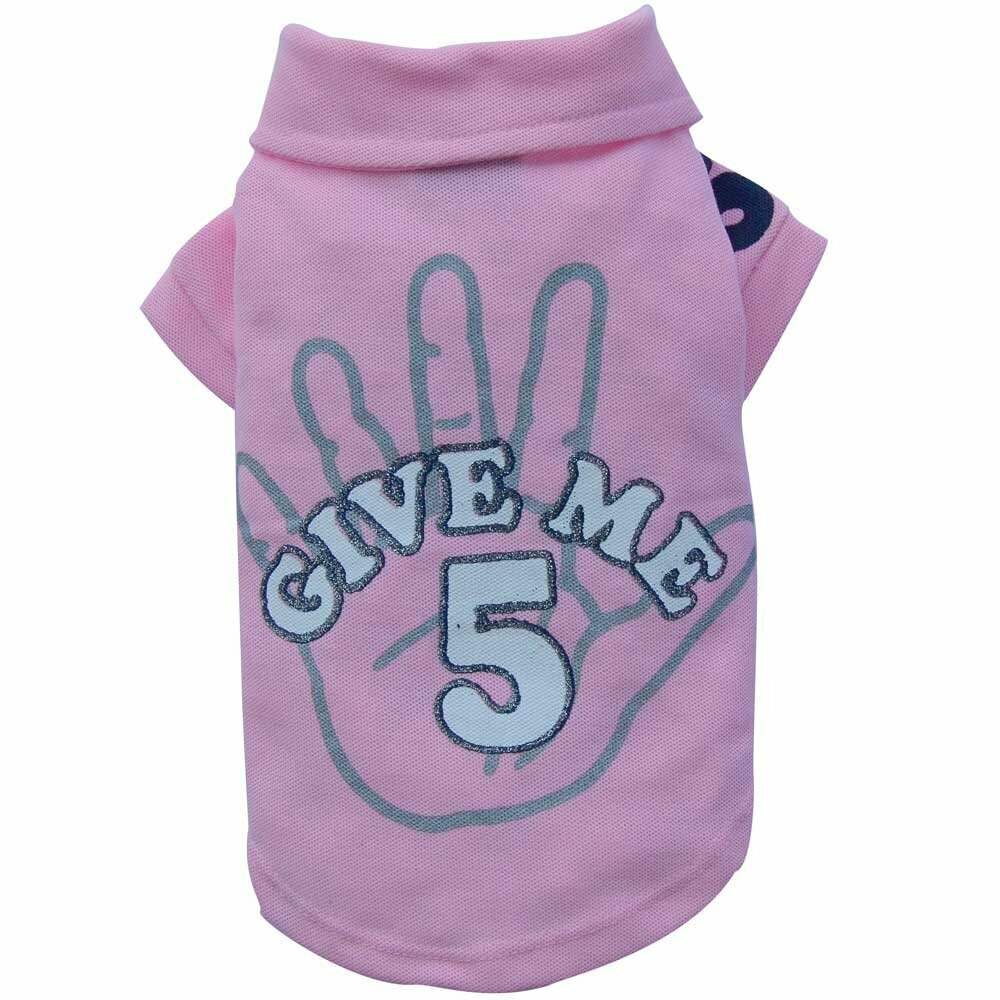 Give Me 5 Pink Dog Polo Shirt by DoggyDolly T026