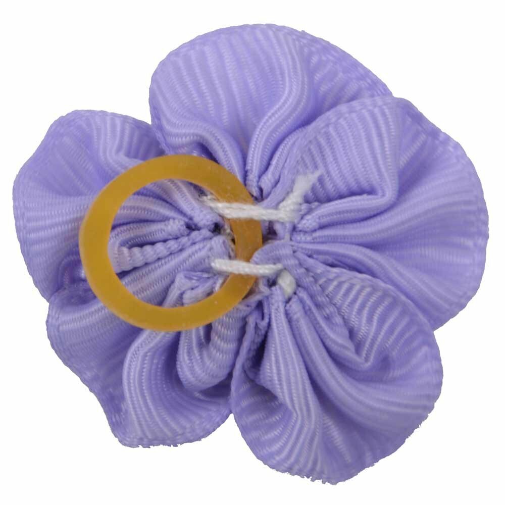 Dog hair bow with rubberring purple with little rose by GogiPet