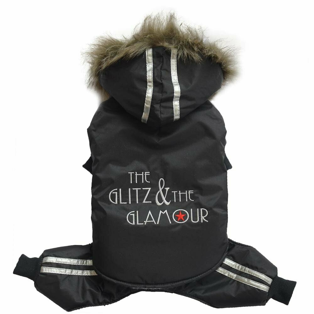 Glitz and Glamour snowsuit black dog