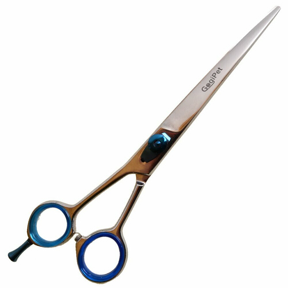Japanese steel left-handed dog scissors with adjustable flat tension screw 19 cm 7.5 inches curved