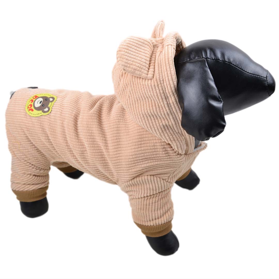 Warm dog coat with bear ears on the hood