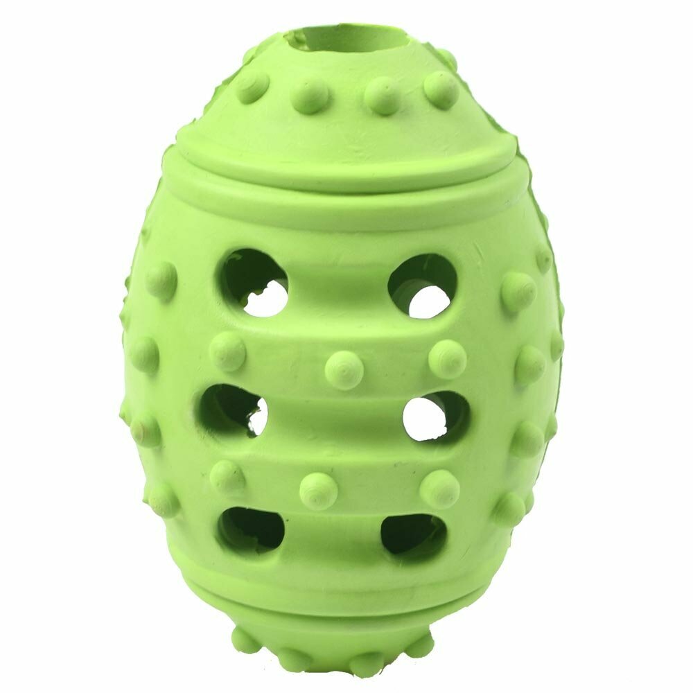 Rubber egg green with 9.5 cm and 5 cm Ø -10 years Onlinezoo dog toy special