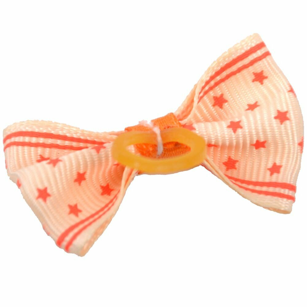 Dog hair bow rubberring Estrella orange with stars by GogiPet