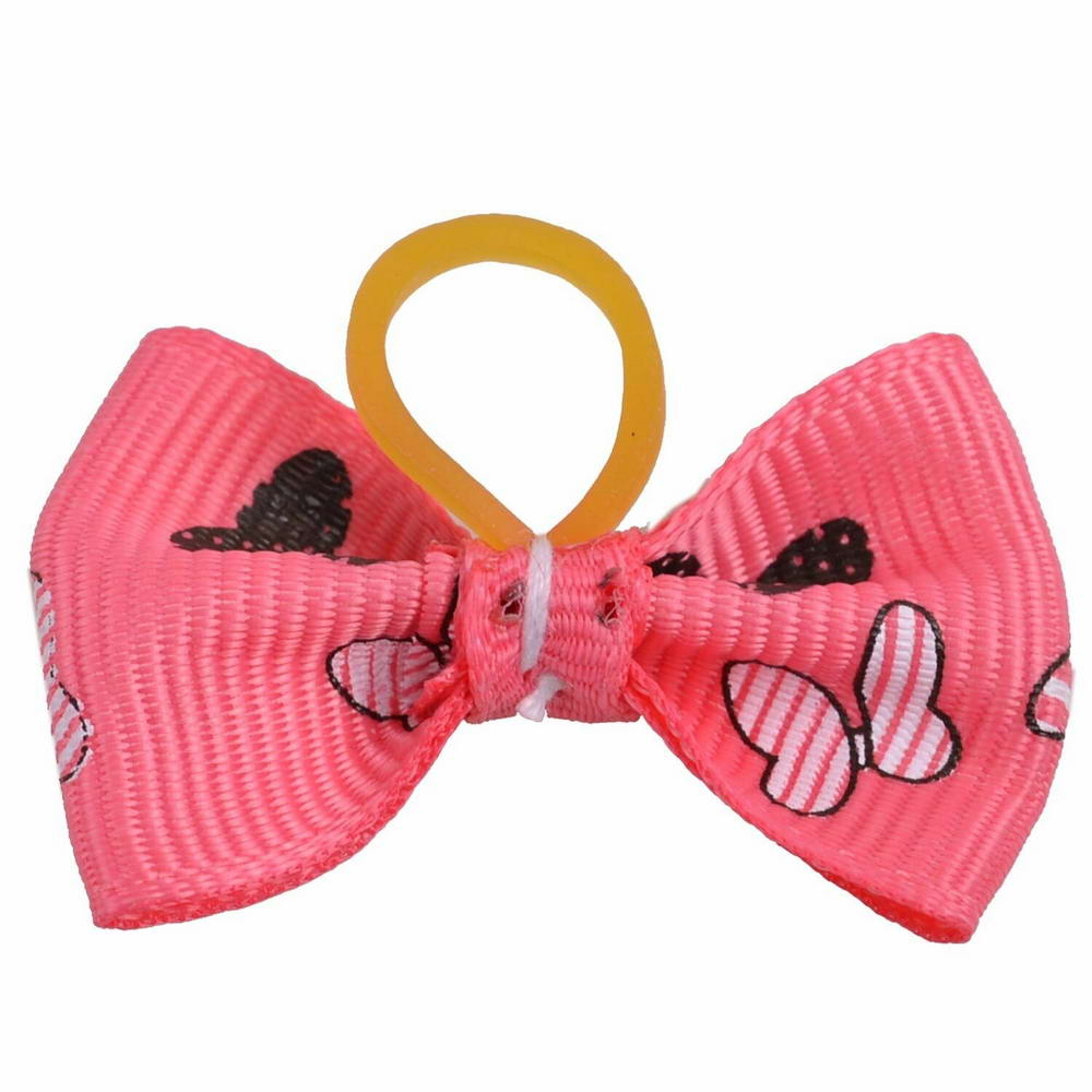 Dog hair bow rubberring "Mariposa salmon" by GogiPet