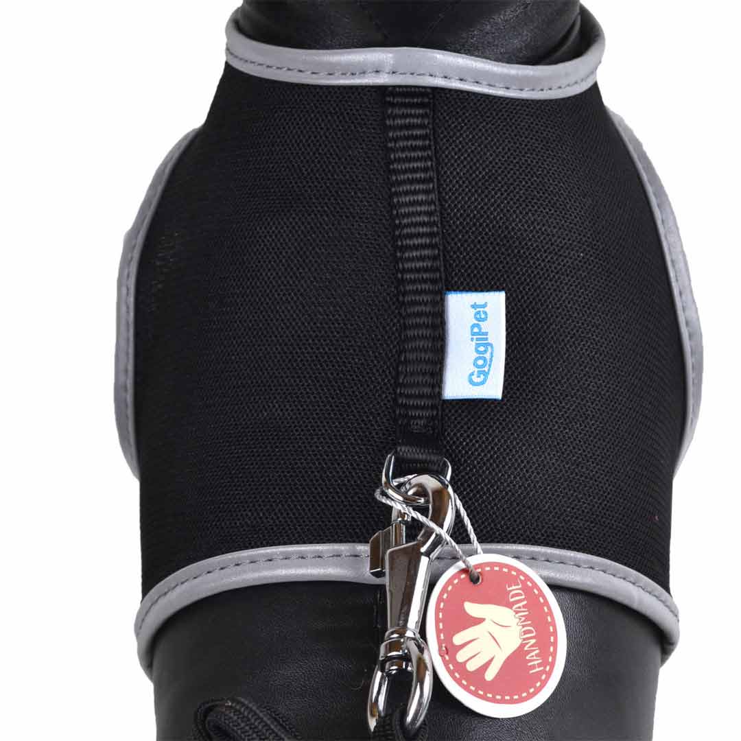 Comfortable soft harness for dogs and cats in black Air fabric