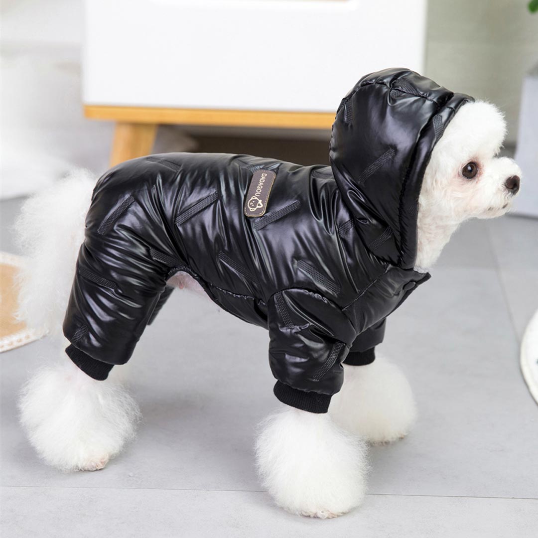 Warm Dog Snowsuit - Hoodie "Moonwalk" Black Dog Coat